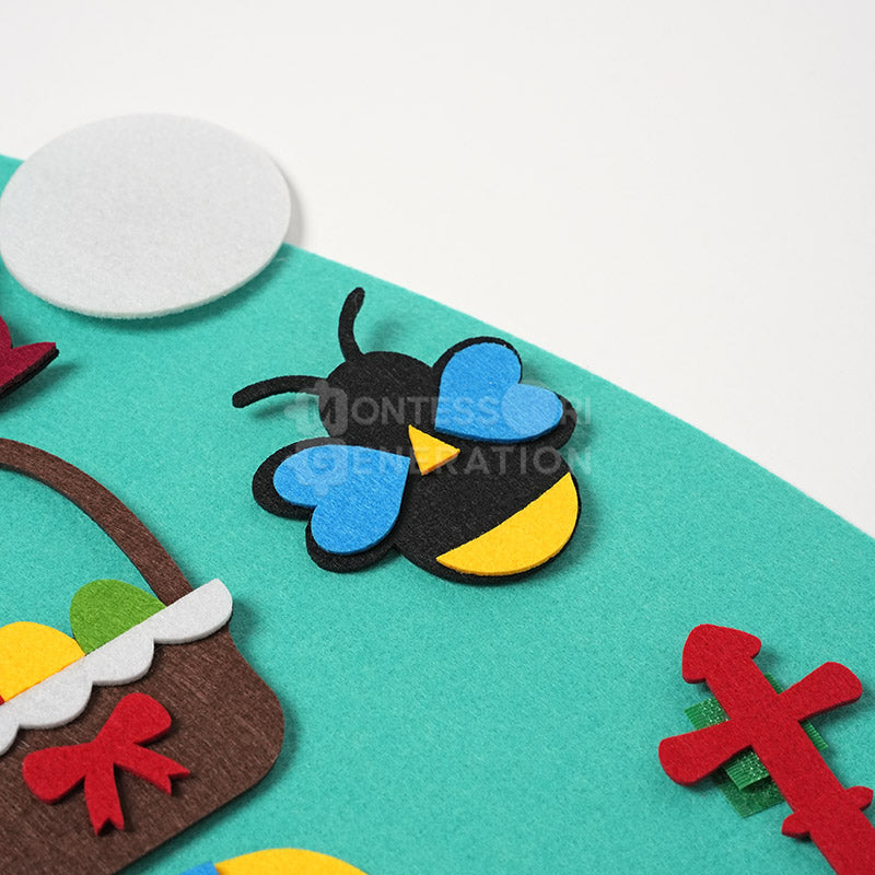 Fidtoy Felt Bunny Wall Activity Toy for Kids 1+ Easter Decor