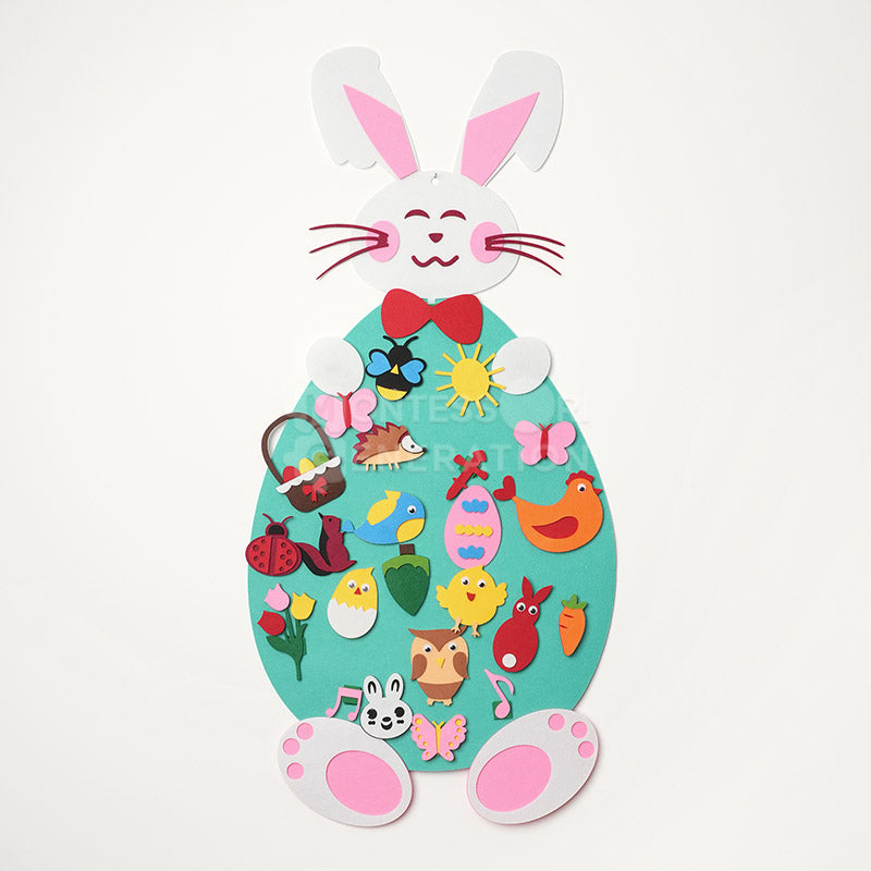 Fidtoy Felt Bunny Wall Activity Toy for Kids 1+ Easter Decor