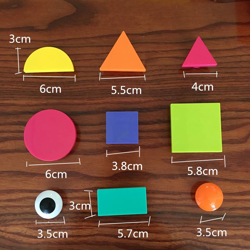 Fidtoy Geometric Button Puzzle with Storage Box, Plastic Shape and Color Matching Toy with 22 Geometric Buttons, 12 Picture Cards and 2 Fixing Clips Ages 3+
