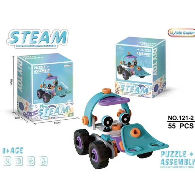 Fidtoy DIY Soft Rubber Building Puzzle Truck Toy Set for Kids | 55 Pcs