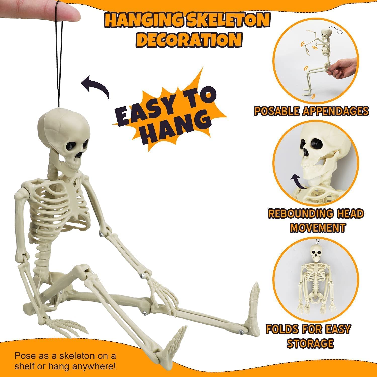 Lot de 2 squelettes articulés Fidtoy pour Halloween