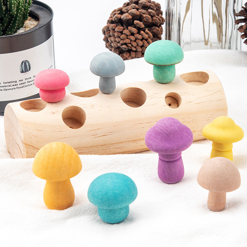 Juego de hongos de madera - Juguetes de motricidad fina
