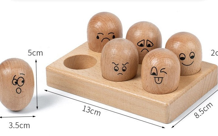 Huevo de madera con emoticonos - Juguetes de exploración