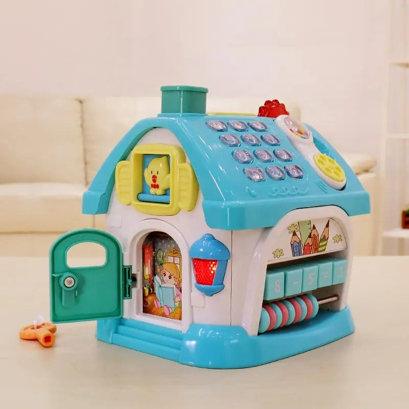 Fidtoy Dreaming Party Maison Musicale Jouet d'Éveil Musical 8-en-1 pour Tout-Petits avec Piano, Horloge, Téléphone, Fenêtres Animaux, Voiture, Formes et Chiffres