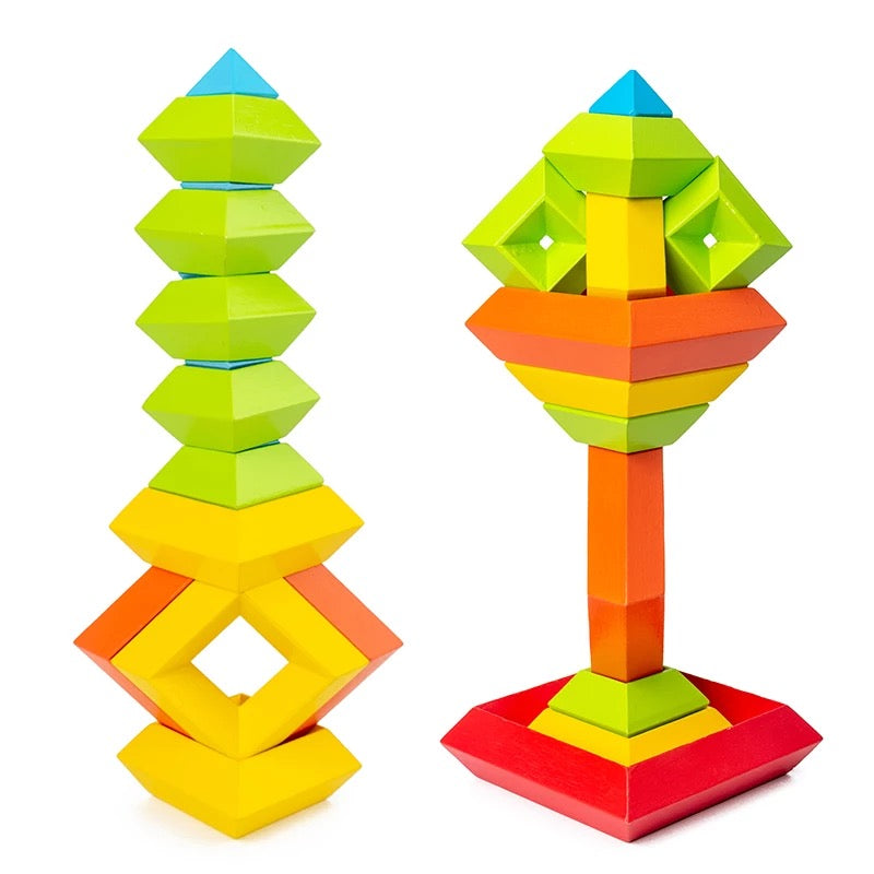 15 pcs Wooden Magic Cube Building Blocks - Open ended wooden toys