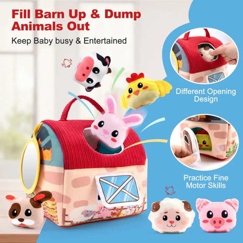 BabyBarn – Zacht & Leren – Boerderijhuis met Pluche Dieren