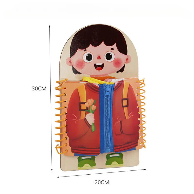 Wooden Busy Book for Toddlers – Dressing Skills Learning Toy