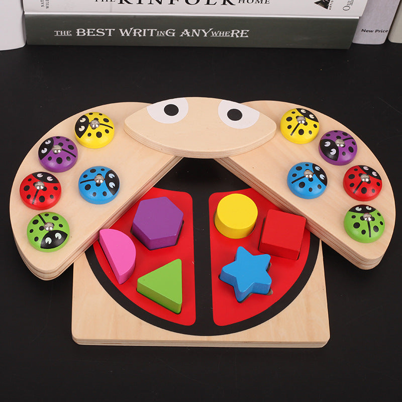Juego de pesca y formas de mariquita de madera - Juguetes para habilidades motrices finas
