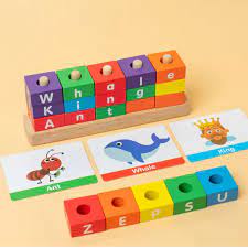 Fidtoy Tour de Mots en Bois – Jouet Éducatif Montessori pour Enfants de 3 Ans et Plus