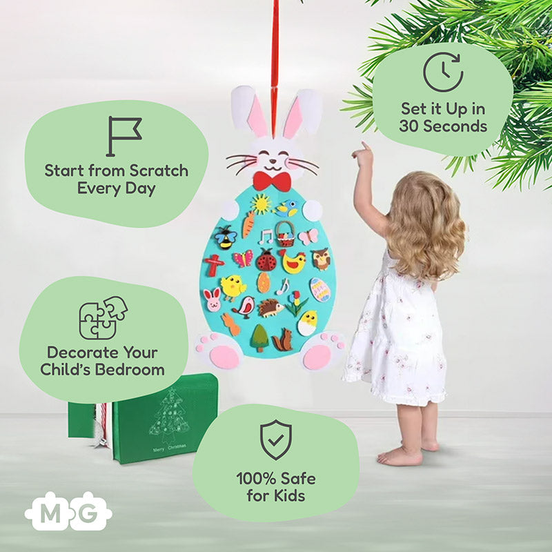 Fidtoy Felt Bunny Wall Activity Toy for Kids 1+ Easter Decor