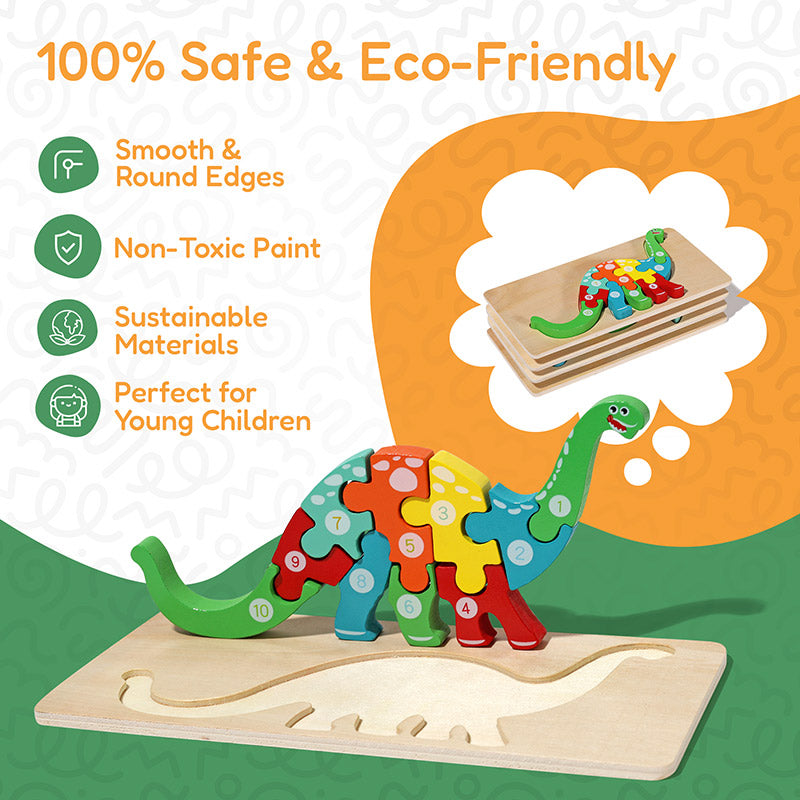 Jeu de puzzles en bois d'animaux Fidtoy pour tout-petits – Lot de 4 puzzles à formes pour enfants