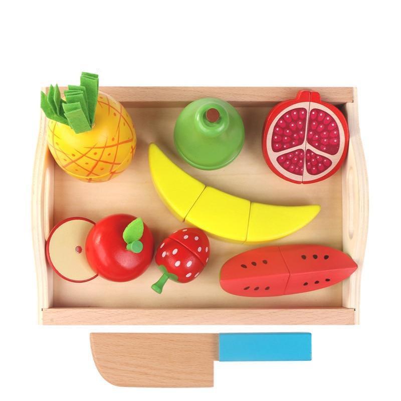 Ensemble de jeu d'imitation en bois sur le thème de la nourriture