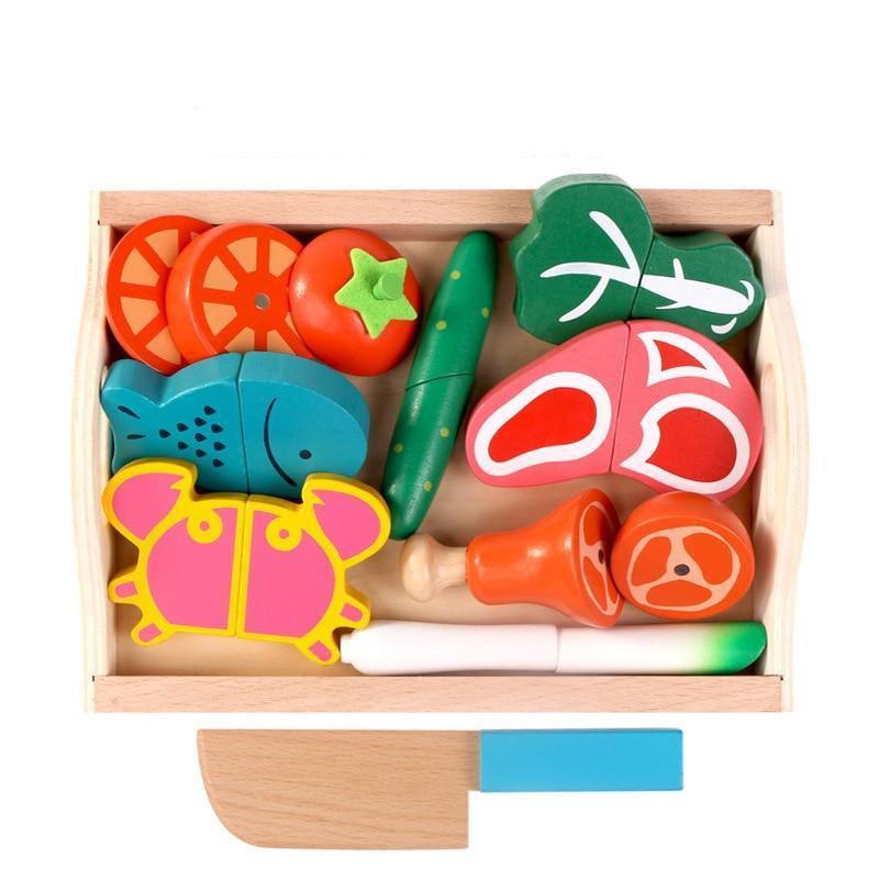 Ensemble de jeu d'imitation en bois sur le thème de la nourriture