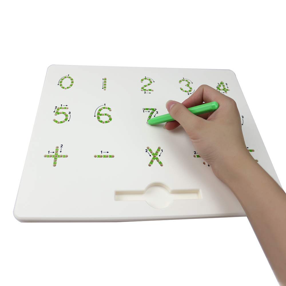 Tablette d'écriture magnétique Fidtoy 1-10, tableau d'écriture magnétique pour lettres et chiffres avec stylet, jouet éducatif pour l'apprentissage de l'écriture manuscrite pour les 3 ans et plus
