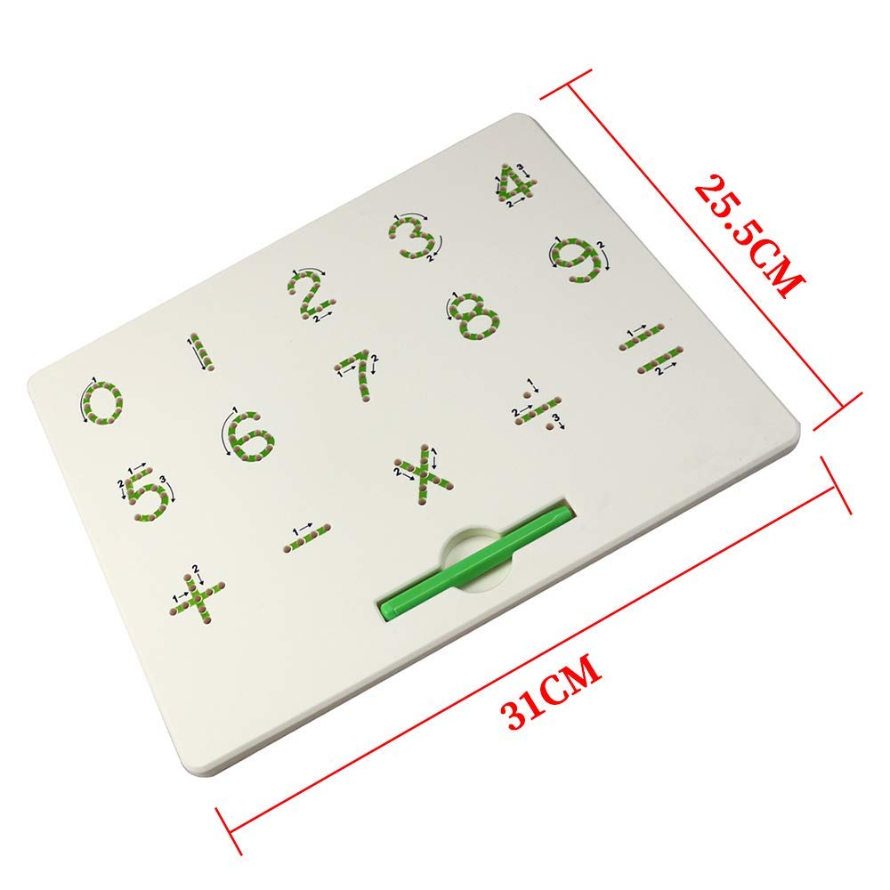 Tablette d'écriture magnétique Fidtoy 1-10, tableau d'écriture magnétique pour lettres et chiffres avec stylet, jouet éducatif pour l'apprentissage de l'écriture manuscrite pour les 3 ans et plus