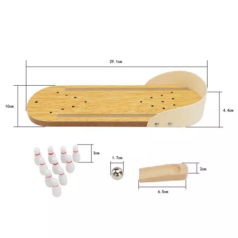 Mini Wooden Bowling Game-Fine motor skills toys
