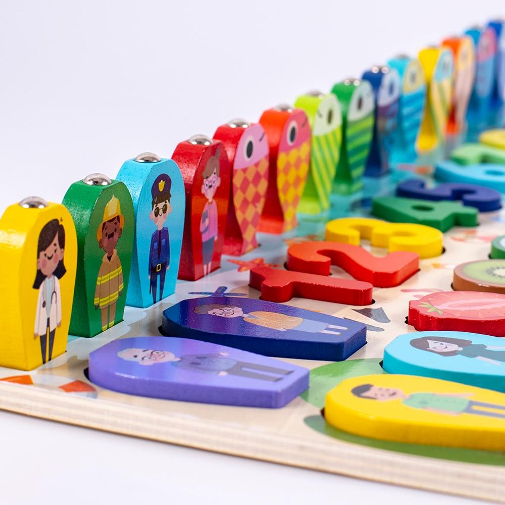 Rompecabezas de madera 3D Montessori Fidtoy para que los niños pequeños aprendan formas