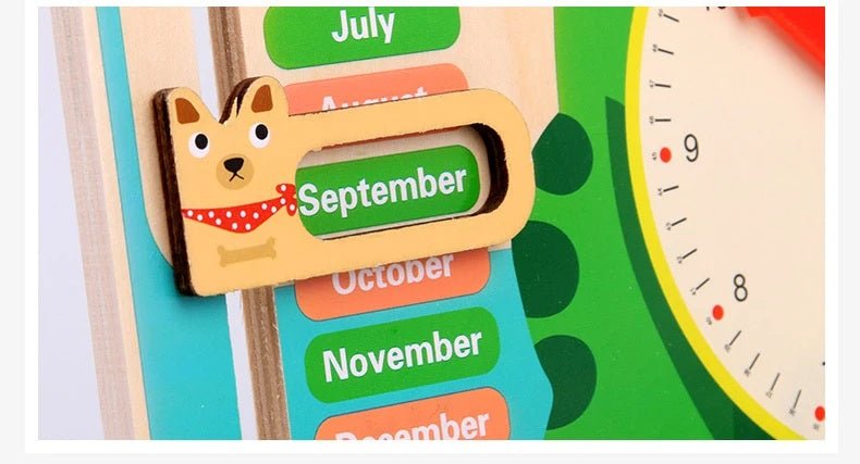 Montessori Wooden Frog Clock Toys For Kids,Learning Calendar,Weather,Season,Time,Week,Early Educational Toy