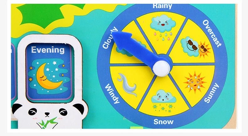 Montessori Wooden Frog Clock Toys For Kids,Learning Calendar,Weather,Season,Time,Week,Early Educational Toy