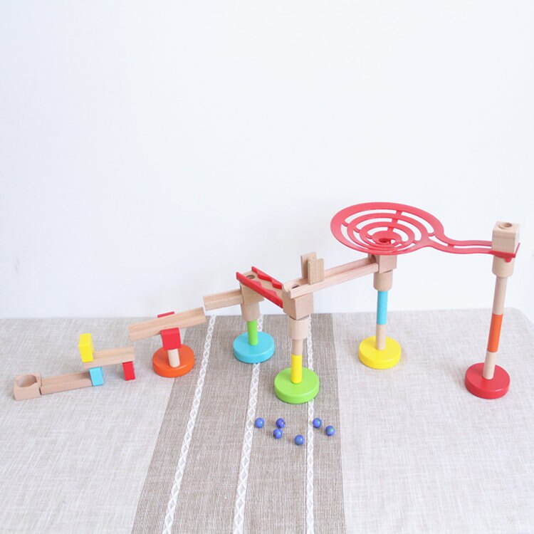Fidtoy Pista de Canicas de Madera Juguete de Construcción STEM para Niños de 3+ años