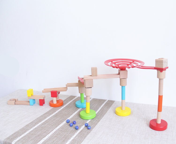 Fidtoy Pista de Canicas de Madera Juguete de Construcción STEM para Niños de 3+ años