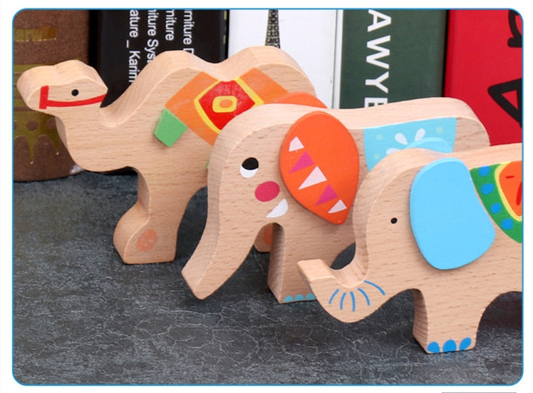 Fidtoy Camel & Elephant Tower Wooden Balance Toy