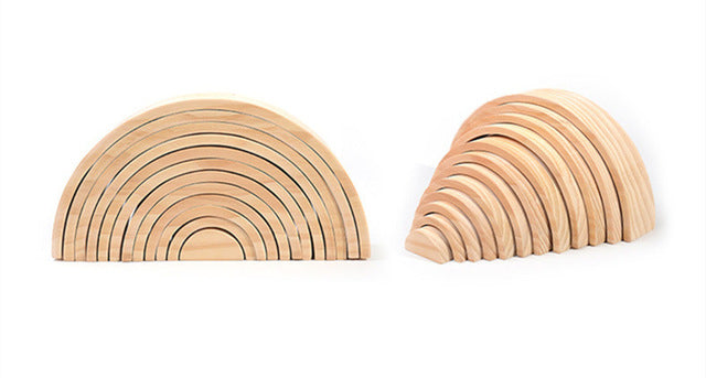 Fidtoy Jouet à empiler en bois naturel, semi-circulaire et ouvert