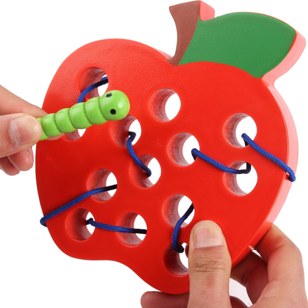 ✅ Juguetes educativos de madera Montessori - "Gusano come fruta"