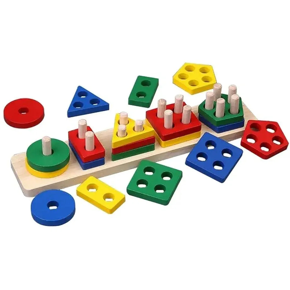 Bandeja de formas de 5 piezas con caja de madera – Juguete educativo para clasificar para niños | Bacha Toys