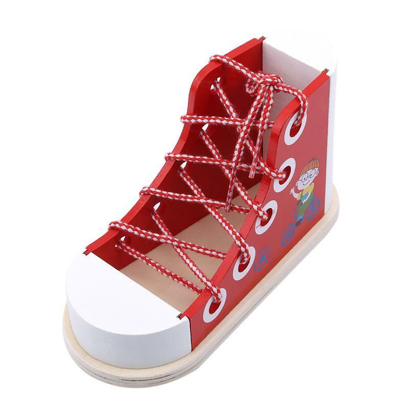 Fidtoy Wooden Lacing Shoe Toy for Kids