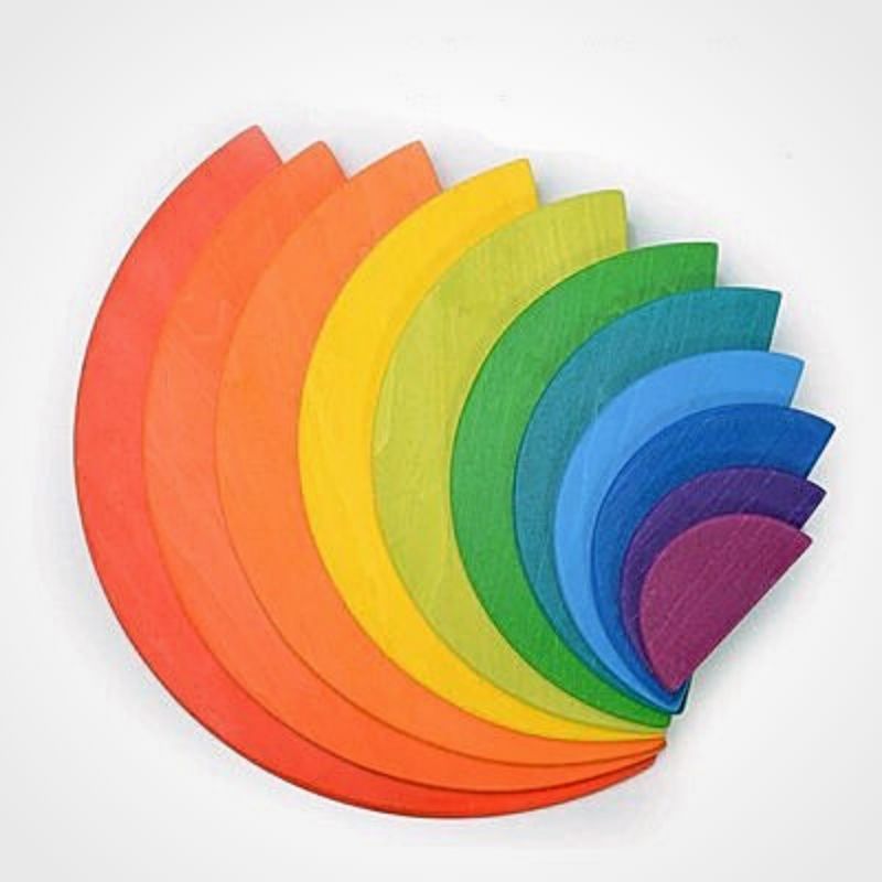 Fidtoy Rainbow Semi Circle Wooden Building Toy for Kids 3+
