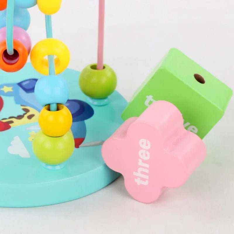 Caja de inteligencia de seis lados con cuentas de madera grandes para niños, multifunción, con cuentas redondas grandes, caja del tesoro, juguete educativo de desarrollo para padres e hijos