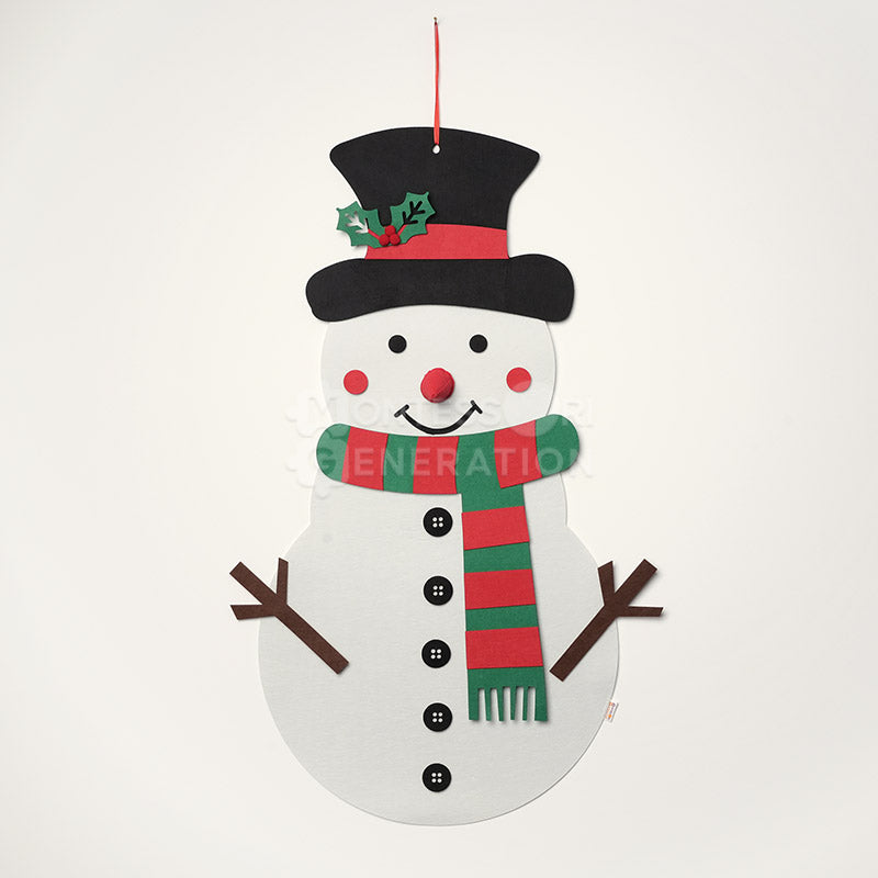 Fidtoy Christmas Snowman Wall Activity Toy for Toddlers – Felt Holiday Decoration Play Set