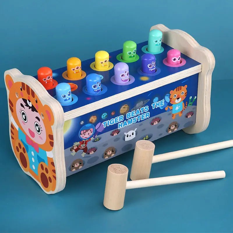 El Tigre Vence al Hámster – 10 clavijas Martillo Tigre hámster topos Juguetes Montessori para niños pequeños Aprendizaje Habilidades motoras finas para regalo