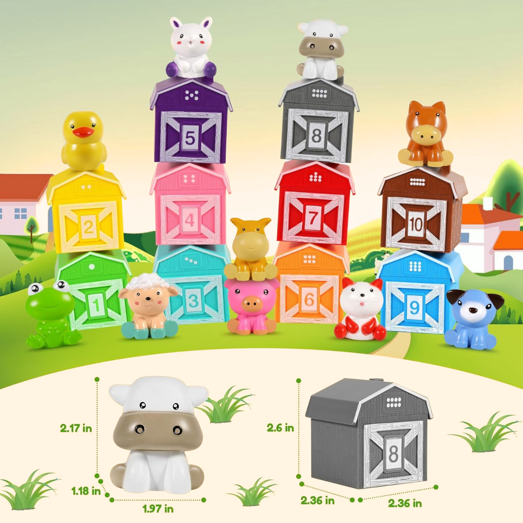 Fidtoy Montessori Farm Animal Set for Toddler Learning (20pcs)