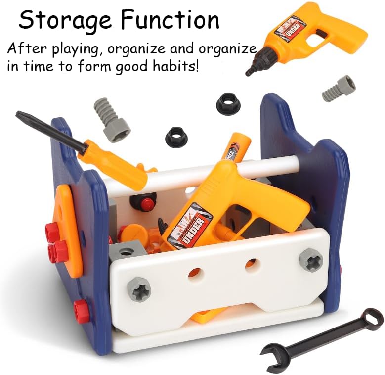Fidtoy Multi Function DIY Tool Table for Kids Little Engineer Pretend Play Kit Age 3+