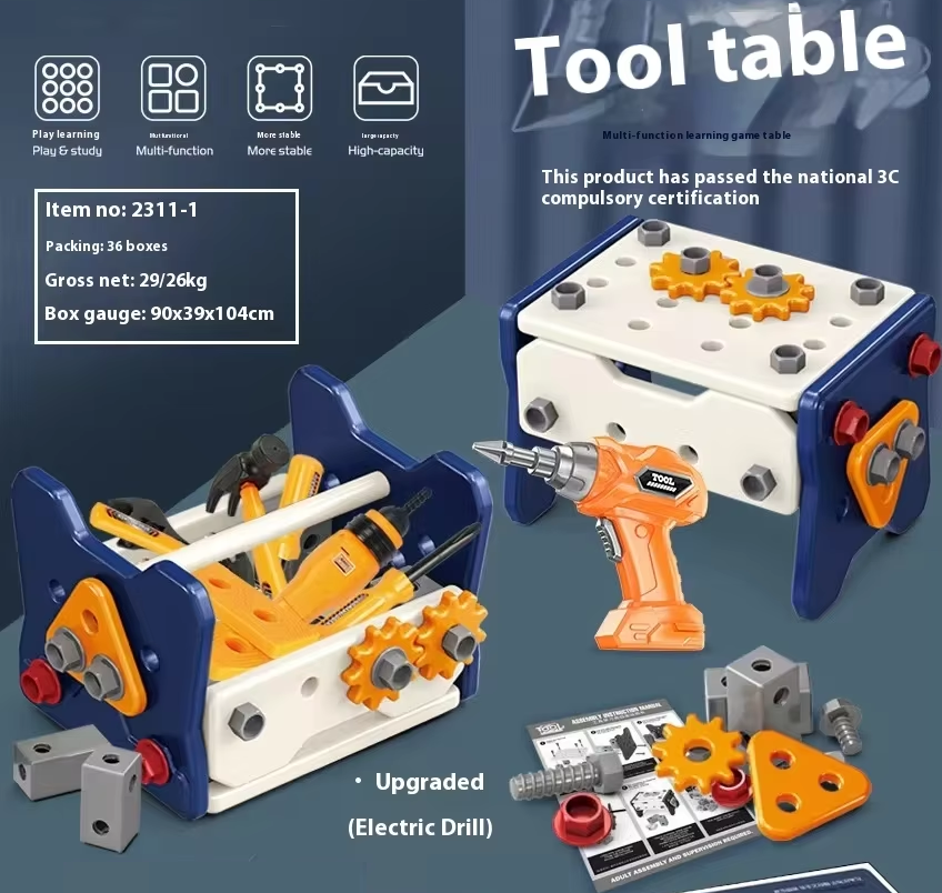 Fidtoy Multi Function DIY Tool Table for Kids Little Engineer Pretend Play Kit Age 3+
