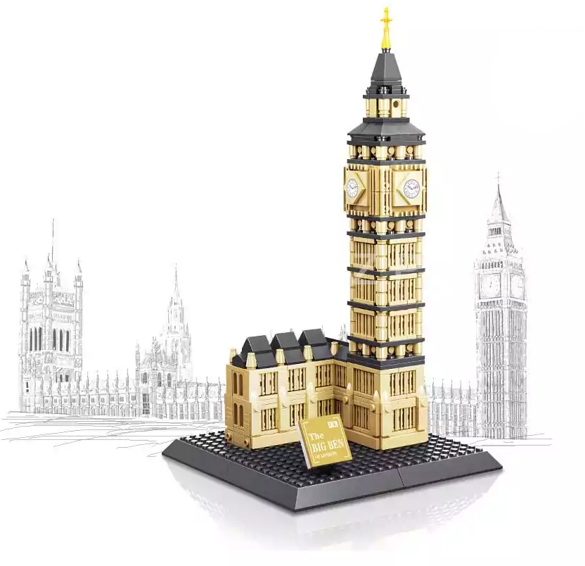 Fidtoy Elizabeth Tower Big Ben Architecture Building Blocks Set for Kids | 891Pcs ABS London Landmark Model, STEM Construction Toy, Bilingual Booklet, Spatial Reasoning & Family Building Toy Age 6+