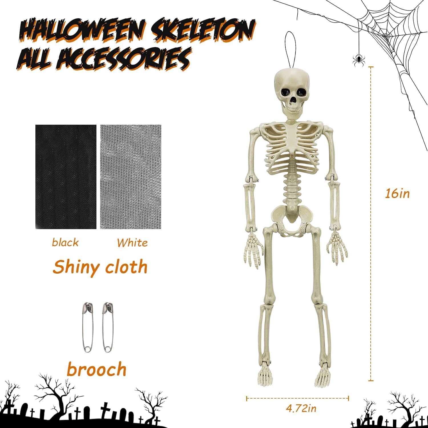 Lot de 2 squelettes articulés Fidtoy pour Halloween