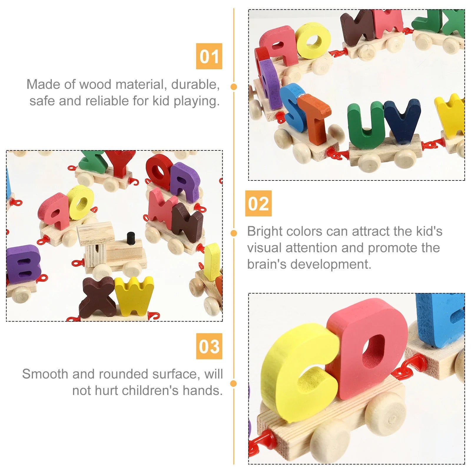 Wooden ABC Train Building Train Set Early Educational Toys Kids 2+ Years for Boys & Girls (Toy Train Alphabets)