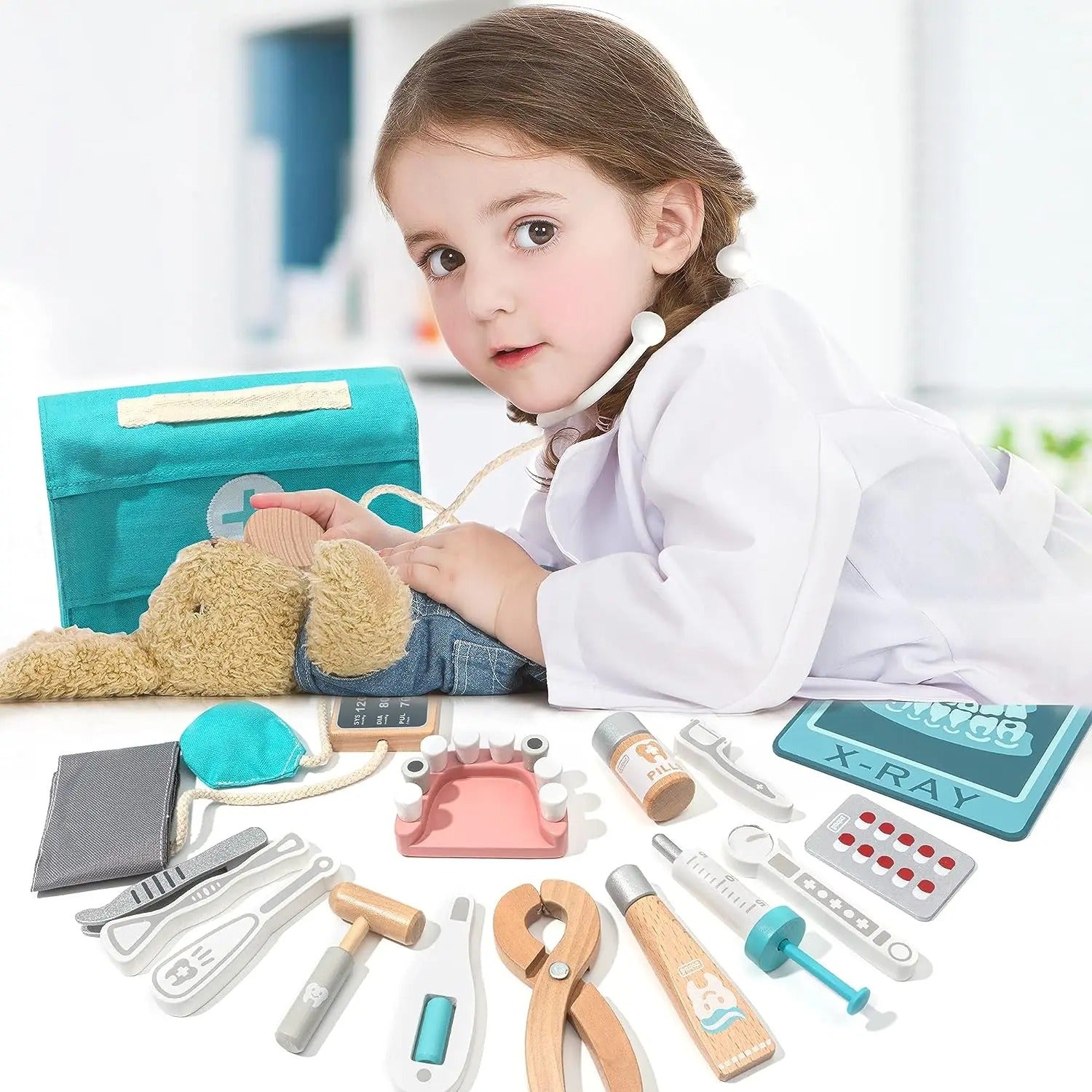 Wooden Doctor Toy Set Doctor on Call