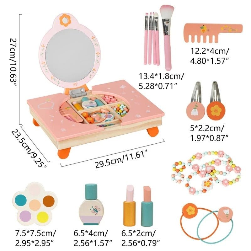 Wooden Folding Dresser Table, Make Up Pretend Play Toys for Girls