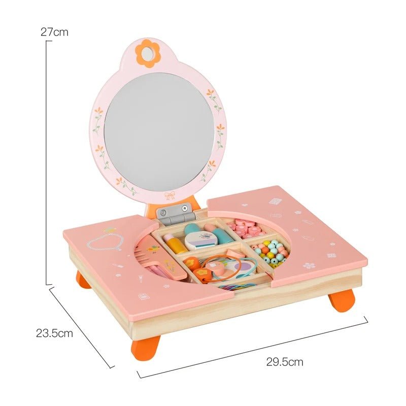 Wooden Folding Dresser Table, Make Up Pretend Play Toys for Girls