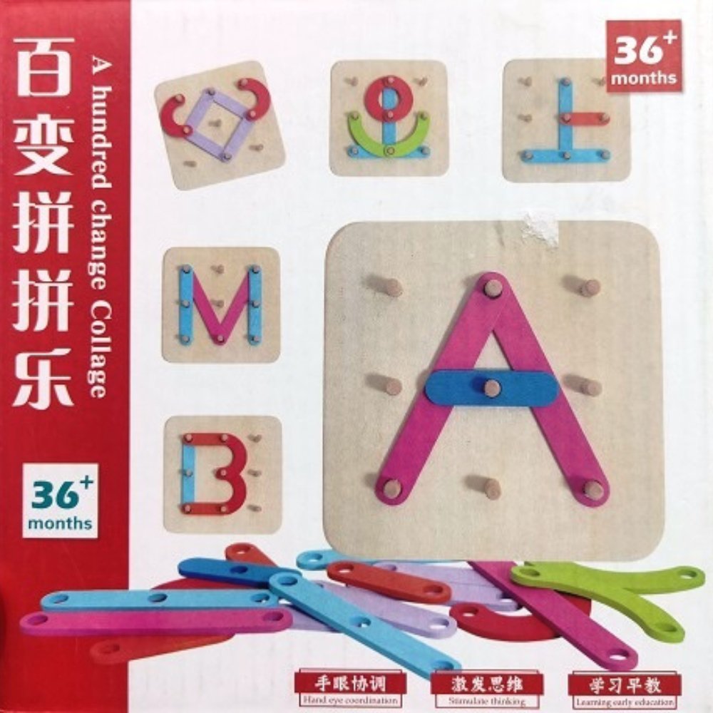 Collage Educativo de Cien Cambios de Madera para Niños