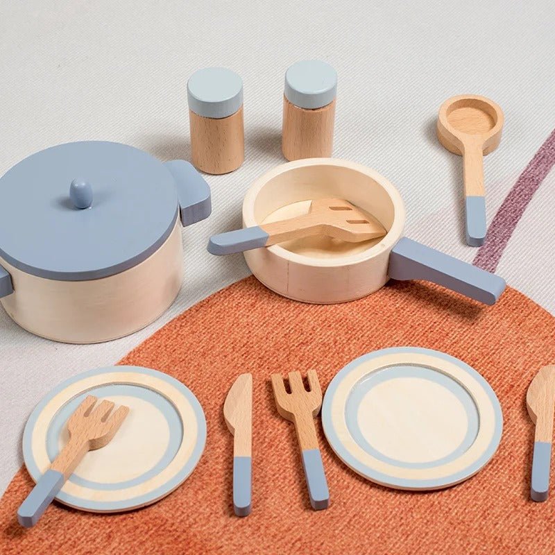 Wooden Mini Kitchen Cookware Pot Pan Cook Pretend Play Educational House Toys For Children Simulation Kitchen Utensils Girls Toy