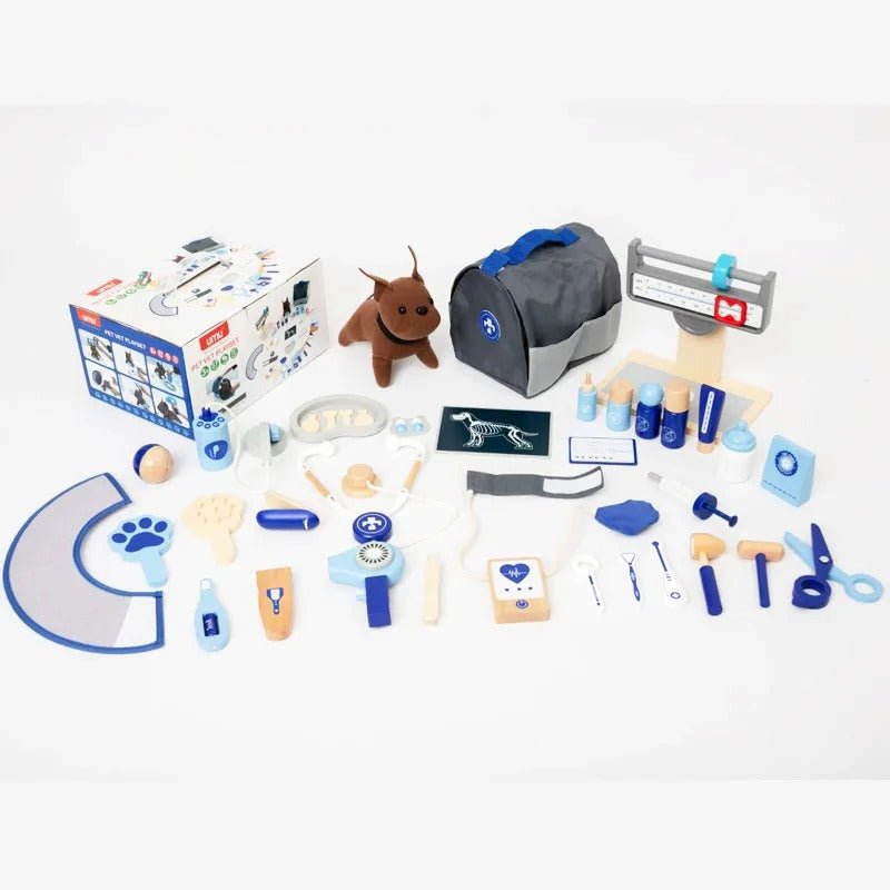 Kit médical de simulation en bois pour accessoires d'outils d'hôpital pour animaux de compagnie