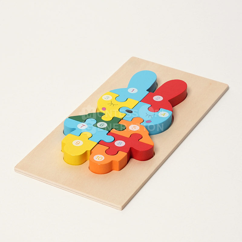Jeu de puzzles en bois d'animaux Fidtoy pour tout-petits – Lot de 4 puzzles à formes pour enfants