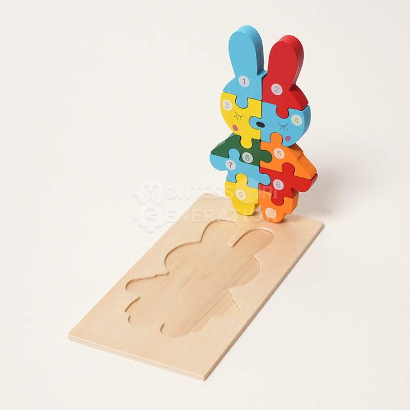 Jeu de puzzles en bois d'animaux Fidtoy pour tout-petits – Lot de 4 puzzles à formes pour enfants