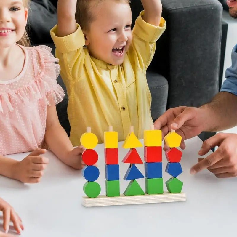 Wooden 5 Pillar Sorter with Lacing Stacking Toy Educational Beads Fine Motor Skills