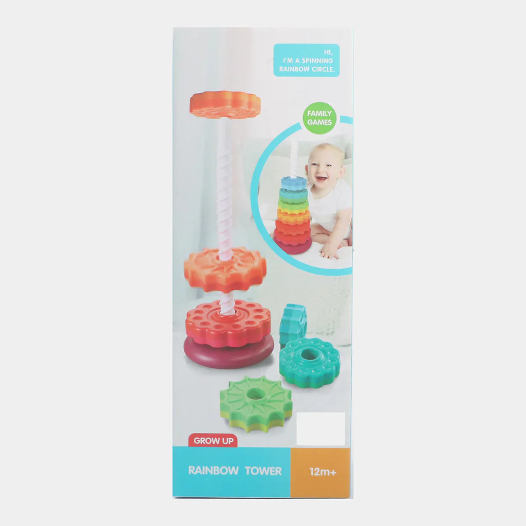 Tour d'empilement et de rotation arc-en-ciel Fidtoy – Jouet d'apprentissage sensoriel pour les tout-petits de 1 an et plus